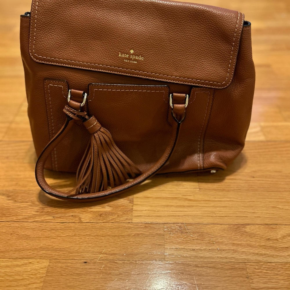 Kate Spade Tan Brown Pebbled Leather Double Handled Satchel-  Mint! - Picture 1 of 10